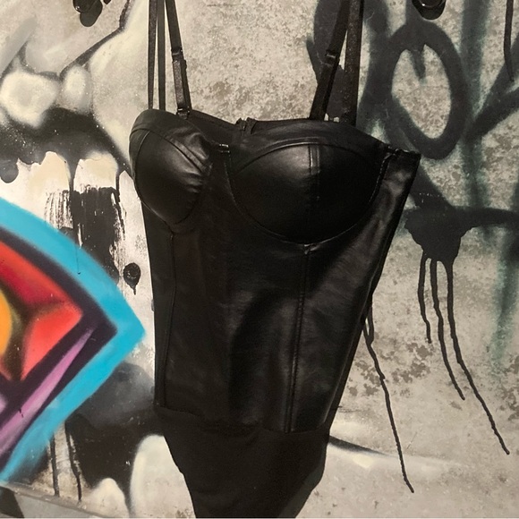 Say What? Tops Faux Leather Corset Bustier Bodysuit Poshmark